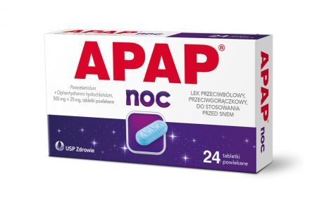 Apap Noc 500mg + 25 mg, 24 tabletki powlekane