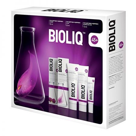 Bioliq 45+, krem ujędrniająco-wygładzający na dzień, 50 ml + krem na noc, 50 ml + krem pod oczy, 15 ml