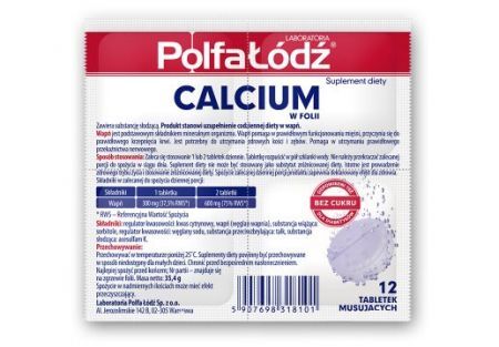 Calcium w folii, 12 tabletek musujących