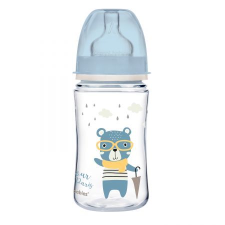 Canpol babies butelka szeroka antykolkowa 240ml PP EasyStart BONJOUR PARIS, 35/232_blu