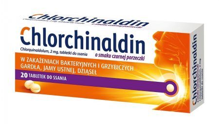 Chlorchinaldin o smaku czarnej porzeczki 2 mg, 20 tabletek do ssania