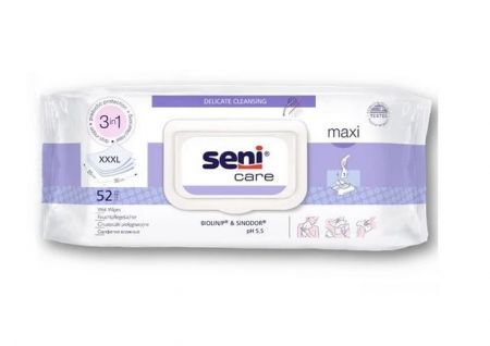 Chusteczki pielęgnacyjne, nasączane 3w1 Seni Care Maxi, 52 sztuki