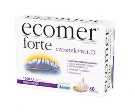 Ecomer Forte Czosnek + vit. D3, 60 kapsułek