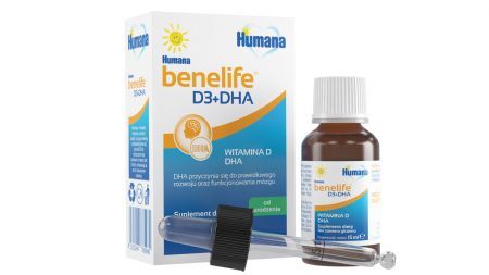 Humana benelife D3+DHA, płyn 15ml (KRÓTKA DATA do 2022-09-23)