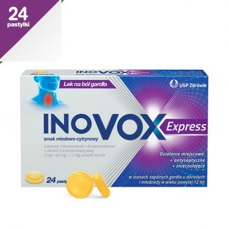 Inovox Express smak miodowo-cytrynowy, 24 pastylki