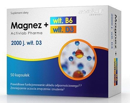 Magnez B6 + D3, 50 kapsułek