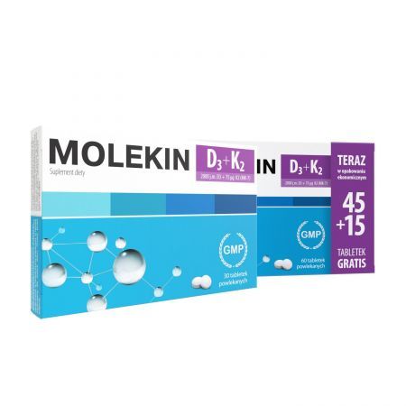 Molekin D3 + K2, 45 tabletek + 15 tabletek