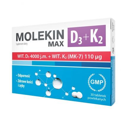 Molekin D3 + K2, Max 30 tabletek