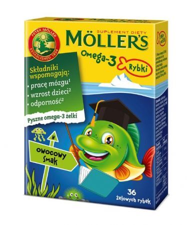 Moller's Omega-3 Rybki, żelki, smak owocowy, 36 sztuk
