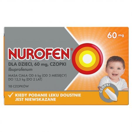 Nurofen dla dzieci 60 mg, czopki, 10 sztuk