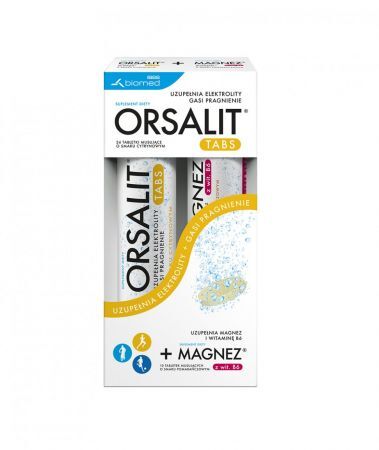 Orsalit Tabs, smak cytrynowy, 24 tabletki musujące + Magnez z witaminą B6, 10 tabletek musujących