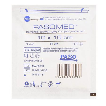 PASO Kompresy gazowe jałowe 17 nitkowe 8 warstwowe, 10 x 10cm, 2szuki