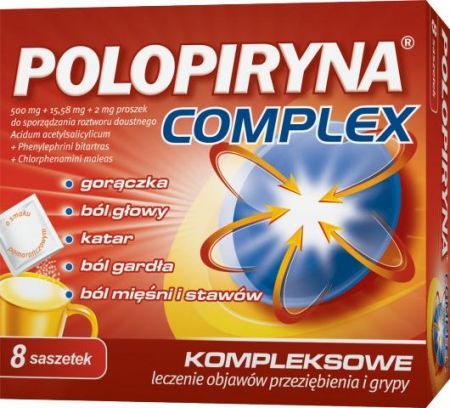Polopiryna Complex proszek do sporz. rozt. doust. (500mg + 2 mg + 15,58 mg) x 8 sasz.