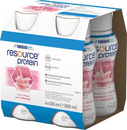 Resource Protein, preparat odżywczy, smak truskawkowy, 4 x 200 ml