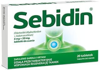 Sebidin 5mg + 50mg, 20 tabletek do ssania