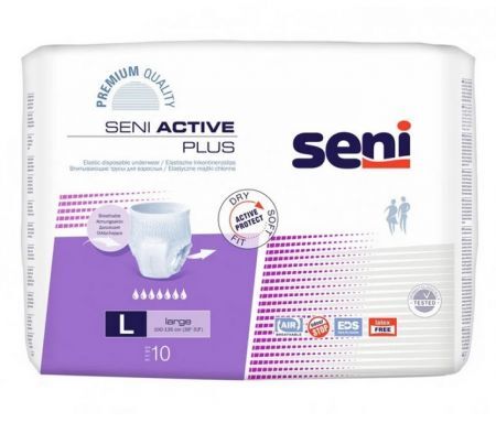 Seni Active Plus, majtki chłonne, Large, 100-135 cm, 10 sztuk