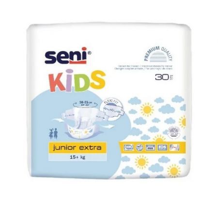 Seni Kids, pieluchomajtki Junior Extra, 15+, 30 sztuk