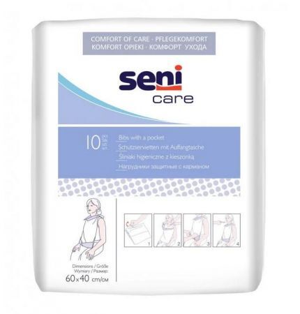 Śliniaki higieniczne dla dorosłych, z kieszonką Seni Care 10 sztuk