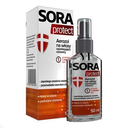Sora Protect, aerozol na włosy zapobiegający wszawicy, 50 ml