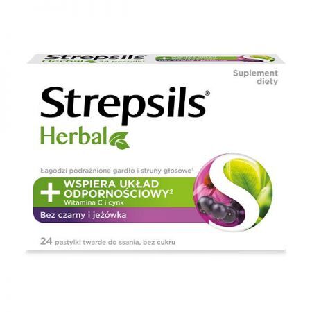 Strepsils Herbal bez czarny i jeżówka, 24 pastylki