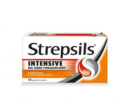 Strepsils Intensive 8,75 mg, bez cukru, pomarańczowy, 16 pastylek