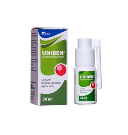 Uniben 1,5 mg/ml, aerozol do stosowania w jamie ustnej, 30ml