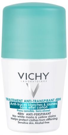 Vichy, antyperspirant roll-on 48h, przeciw śladom na ubraniach, 50 ml