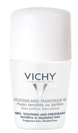 Vichy, kojący antyperspirant roll-on do skóry wrażliwej lub po depilacji, 50 ml