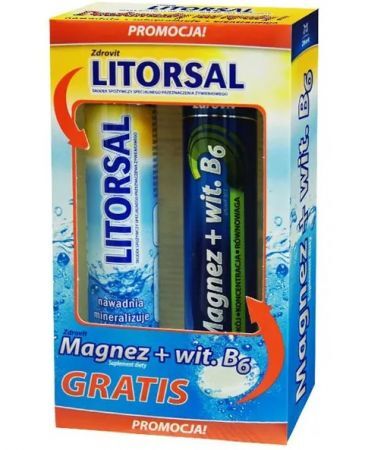 Zdrovit Litorsal, 24 tabletki musujące + Magnez z Witaminą B6, 24 tabletki musujące