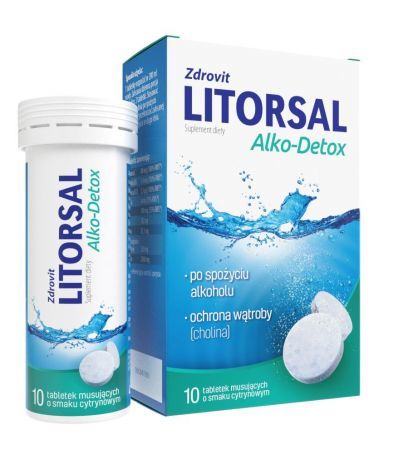 Zdrovit Litorsal Alko-Detox, smak cytrynowy 10 tabletek musujących