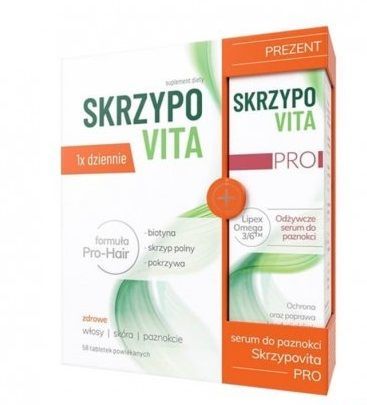 Zestaw Skrzypovita 1 x dziennie, 56 tabletek + odżywcze serum do paznokci, 7 ml w prezencie