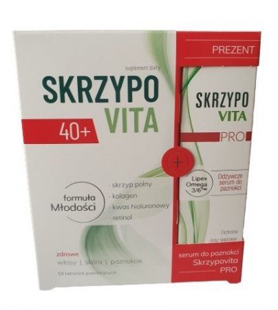 Zestaw Skrzypovita 40 +, 56 tabletek + odżywcze serum do paznokci, 7 ml w prezencie